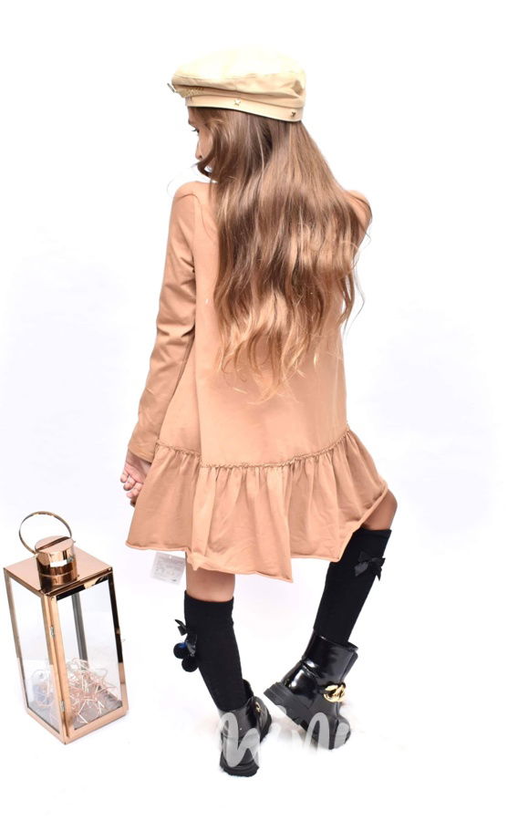 Latte oversize šaty s dlouhým rukávem