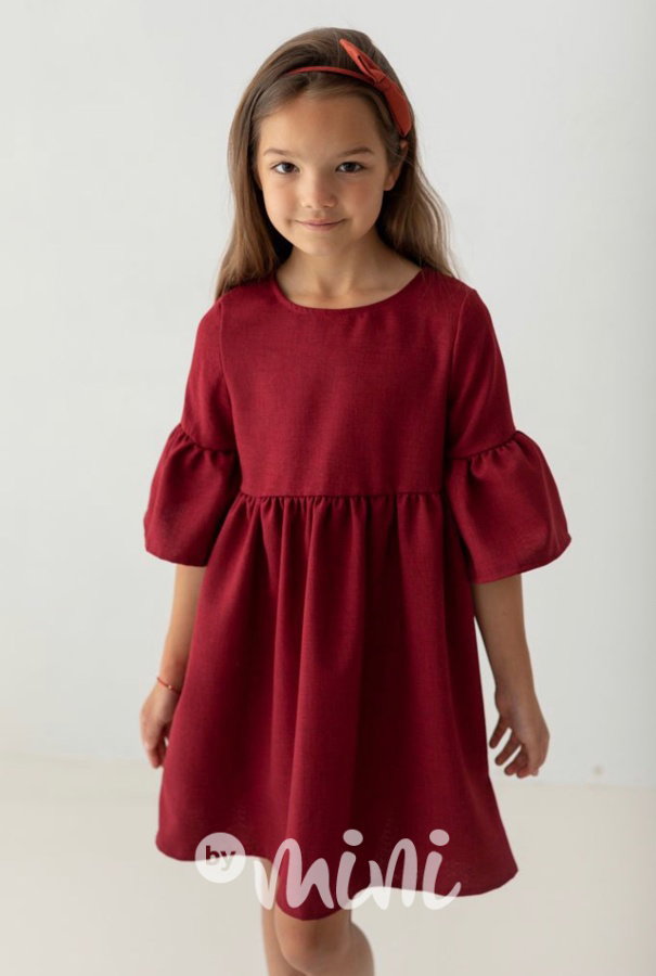 Bordo Lily Grey šaty s balonovými rukávy