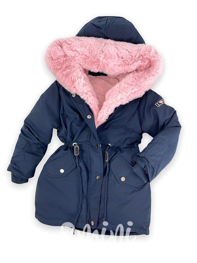 Zimní parka navy & pink