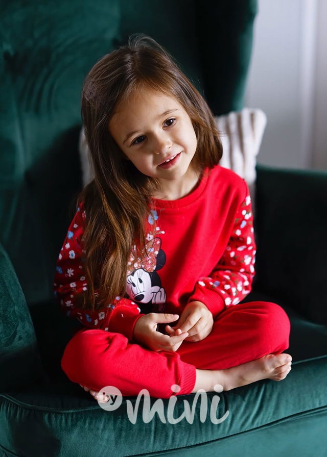 Minnie červená teplákovka flowers