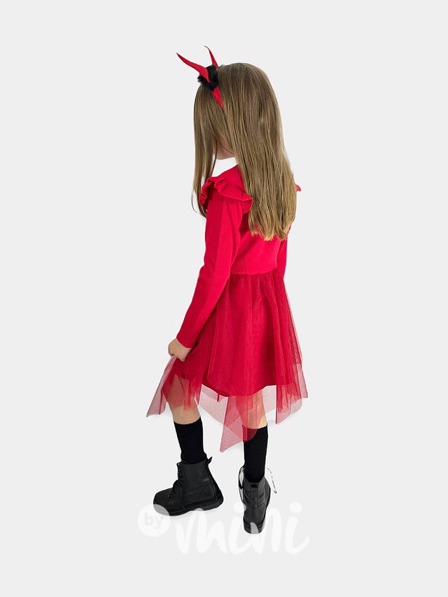 Žebrované šaty s tylem red