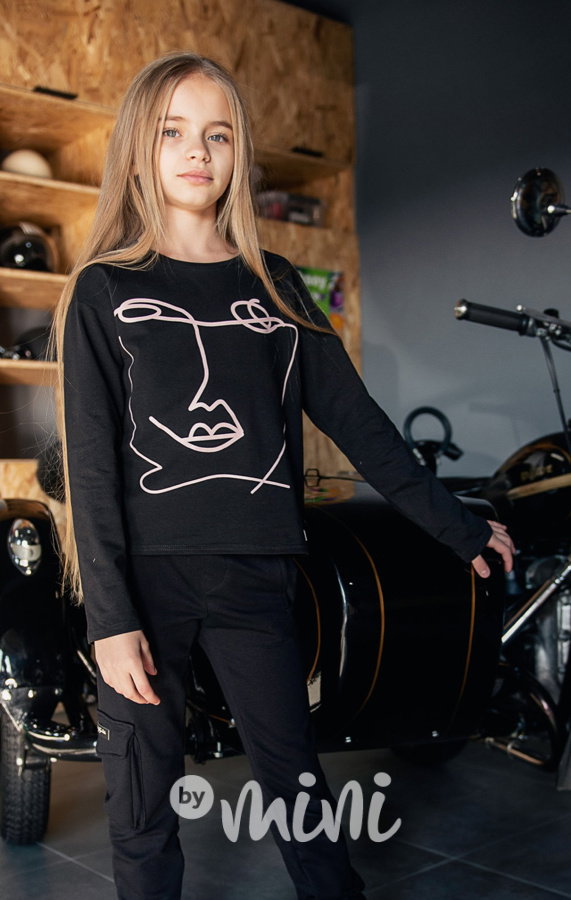 Voga designové triko face černé