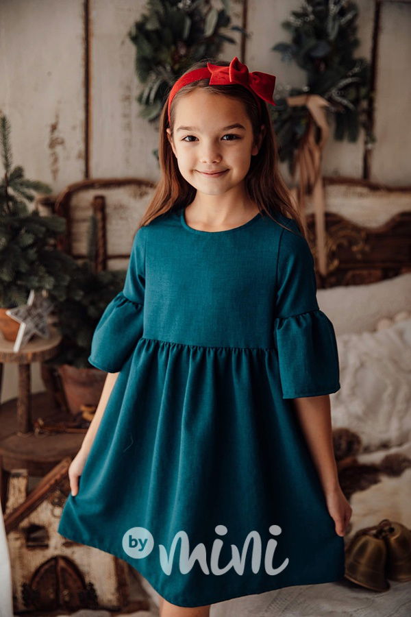 Smaragd Lily Grey šaty s balonovými rukávy