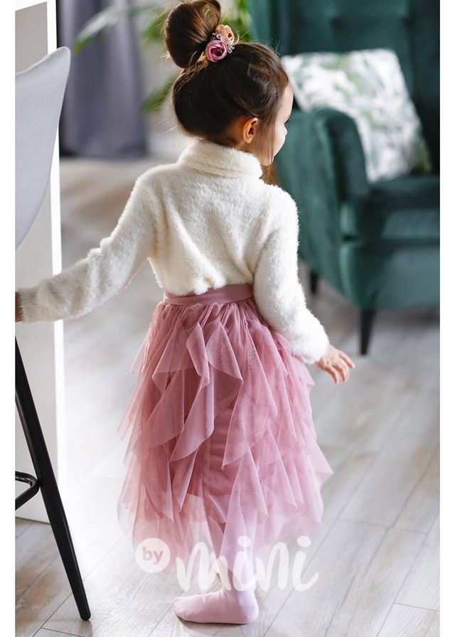 MIDI tylová sukně pudr růžová