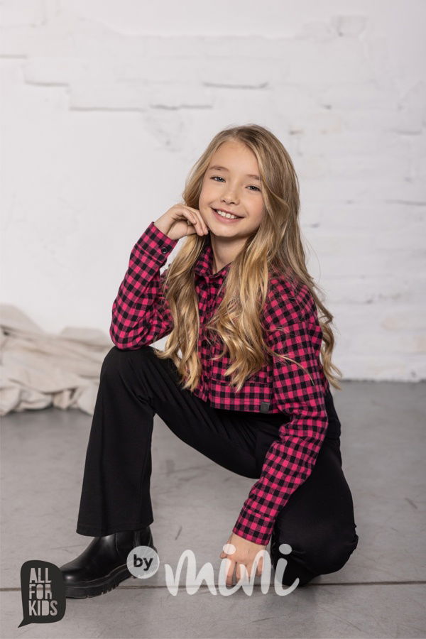 Karo crop košile pink/black