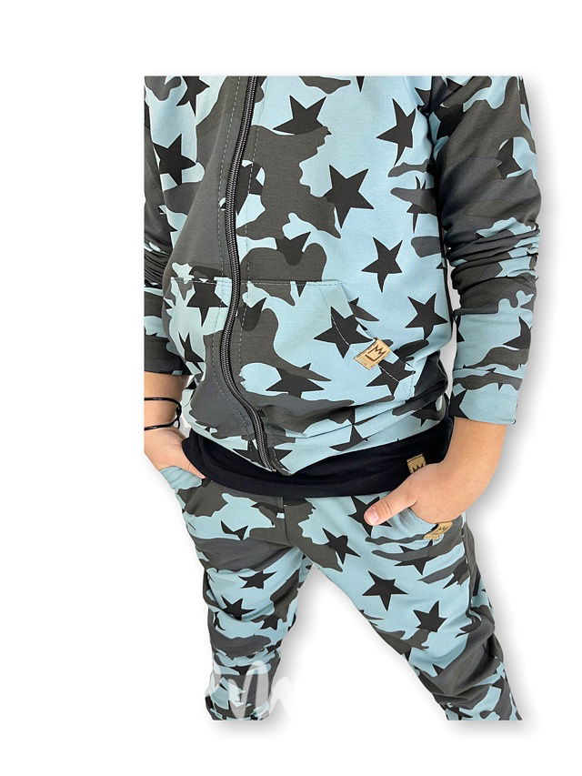 Tepláky army star mint blue - BASIC