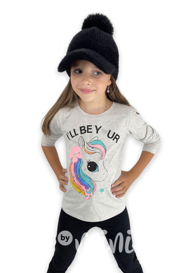 Unicorn triko s flitry grey melange