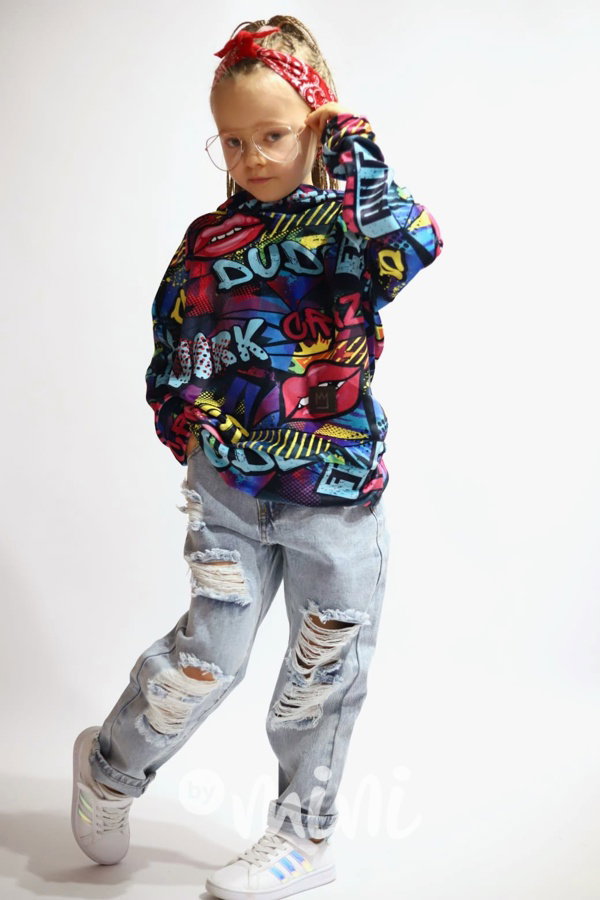 Ripped boyfriend blue jeans s páskem