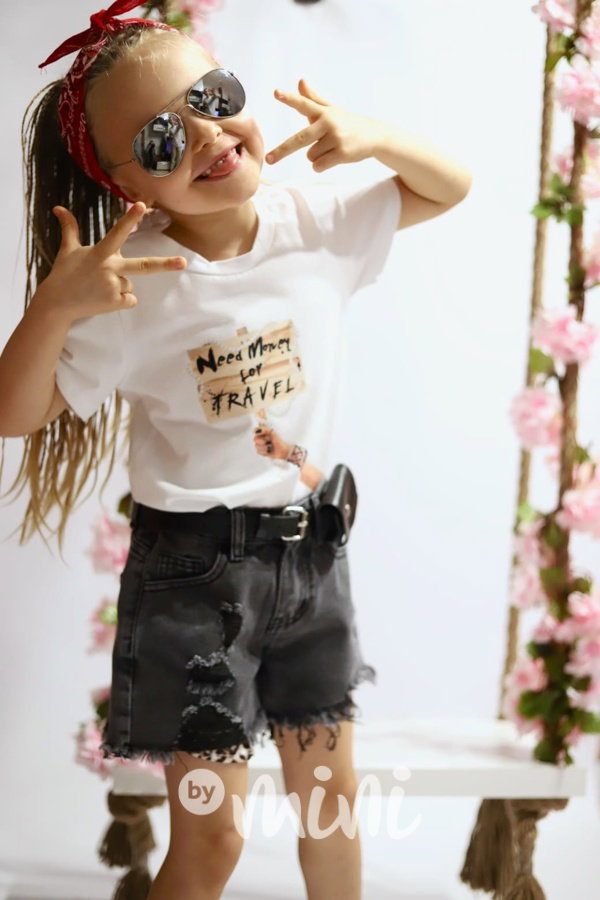Ripped black jeans shorts s páskem