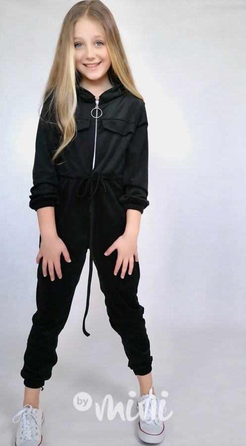 Velurový comfy overal black