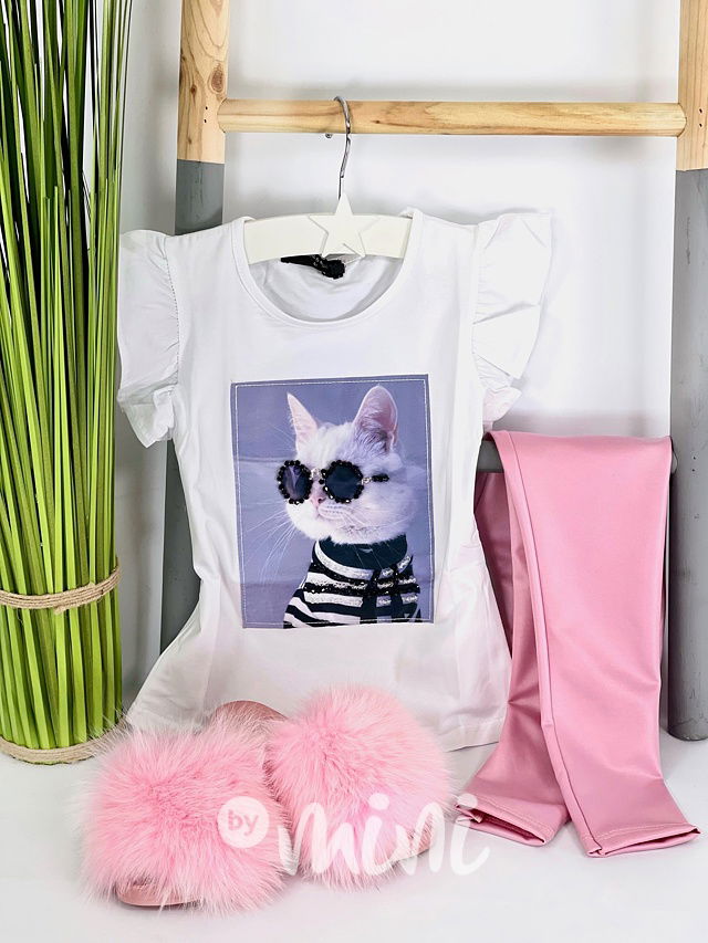 Eco leather thin legíny baby pink pearl