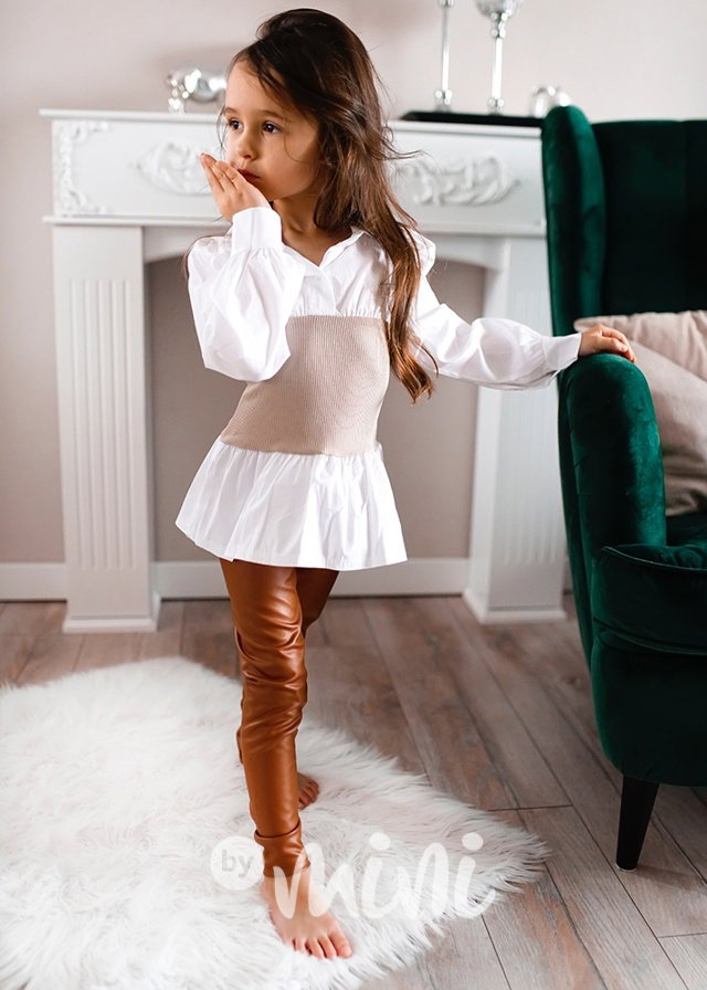 Eco leather thin legíny honey