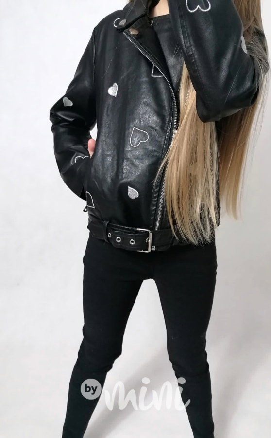 Eco leather bunda srdíčka BLACK