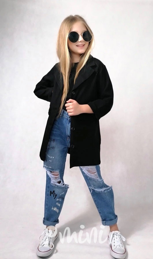 Fashion dlouhé sako oversize black