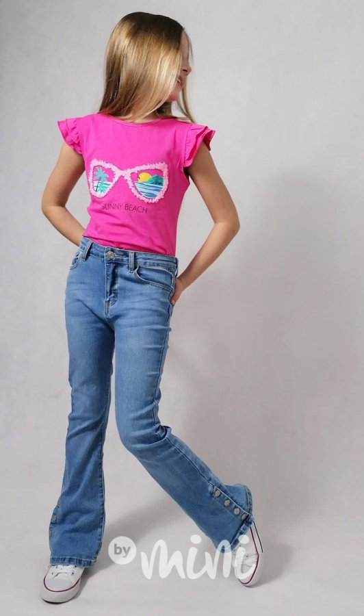 Jeans zvonáče se cvoky
