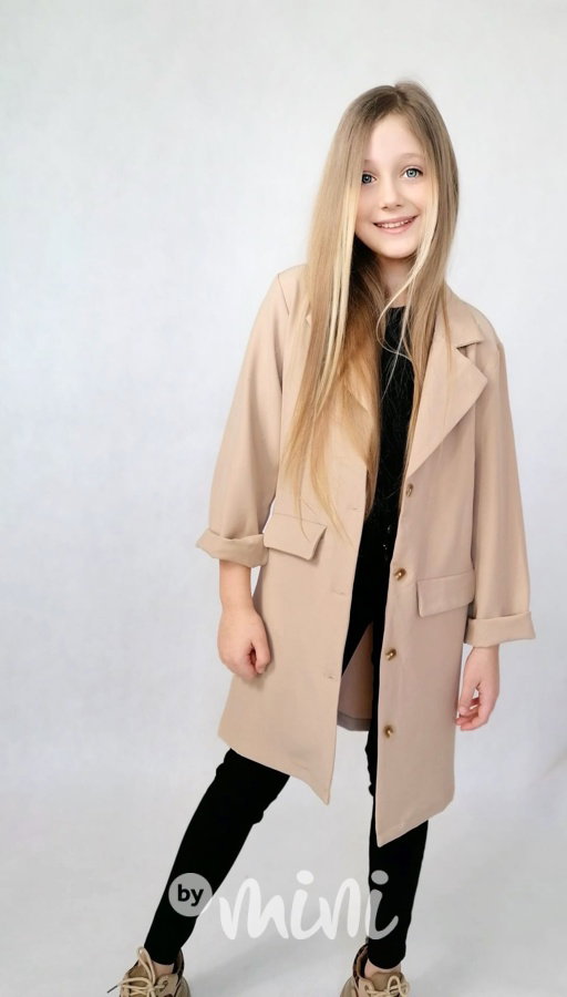 Fashion dlouhé sako oversize beige