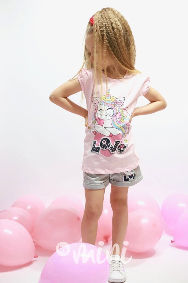 LOVE summer set pink/grey