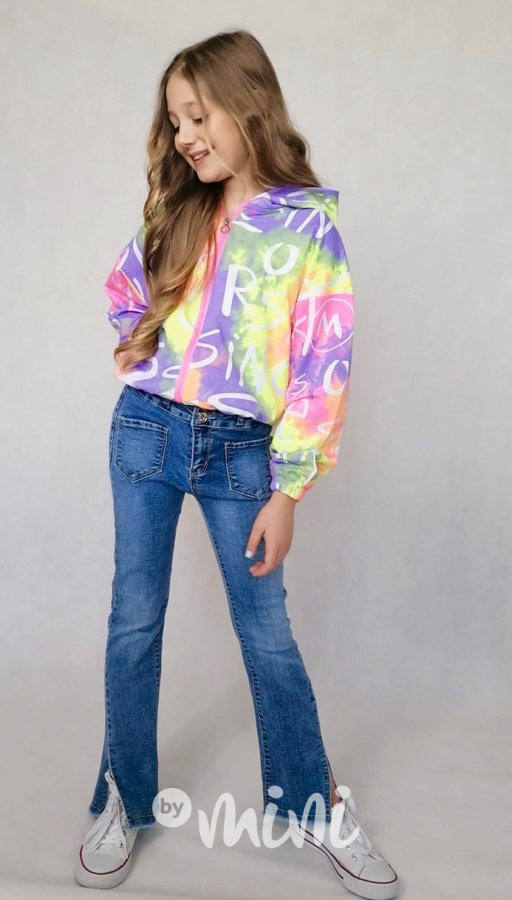 Neon ombre jarní crop bunda lila