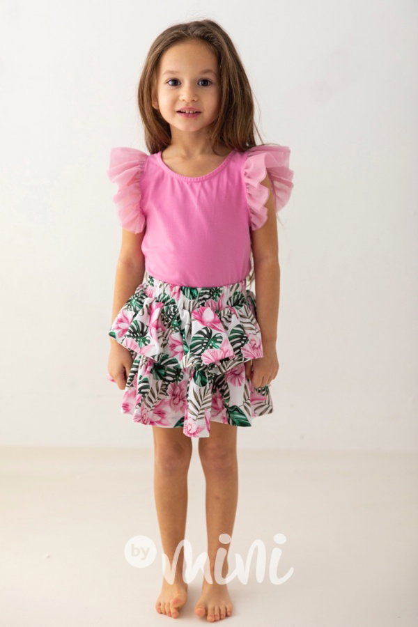 Lily Grey bavlněná řasená sukně pink jungle