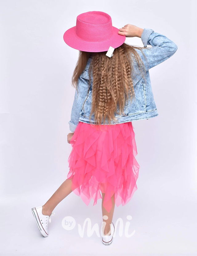 MIDI tylová dívčí sukně malinová