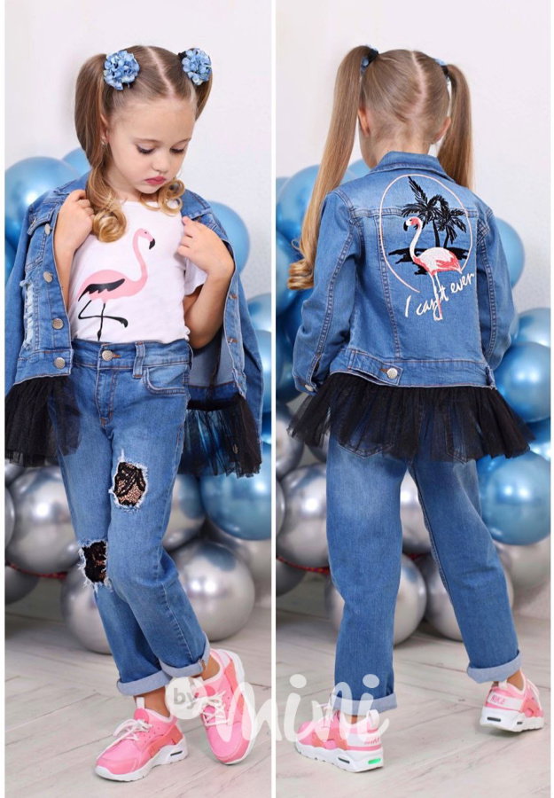 Flamingo 3-dílný set s jeans tyl bundou