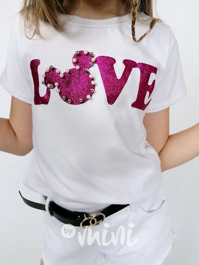 LOVE triko perličky white