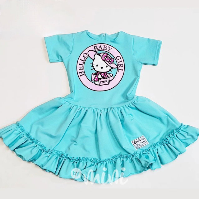 Maxi točivé šaty Hello Kitty mint
