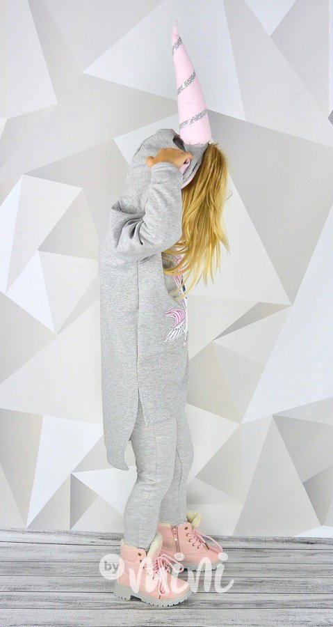 Jednorožec mikina šedá