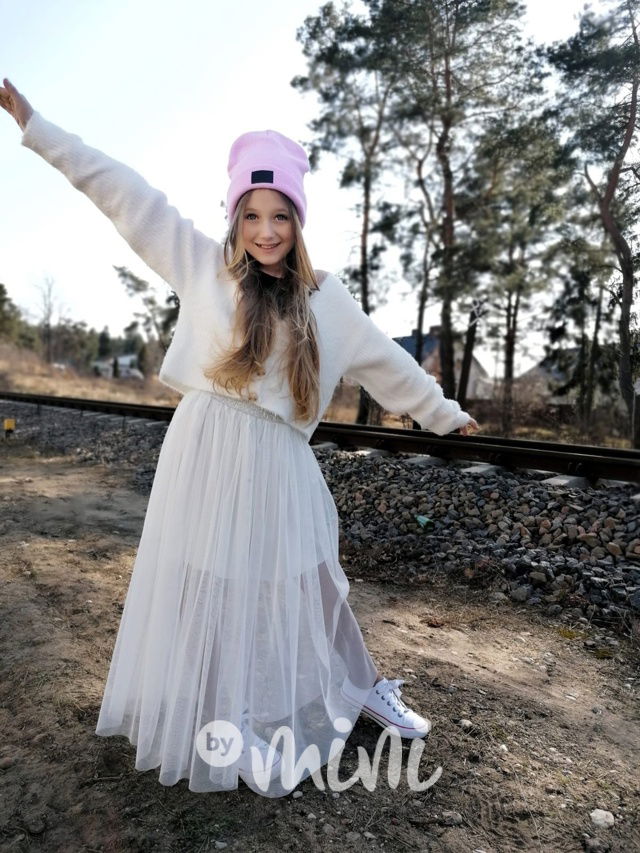 Tylová MIDI sukně white - krátká spodnička