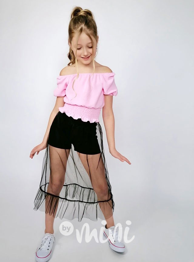 2v1 tylová sukně a šortky black