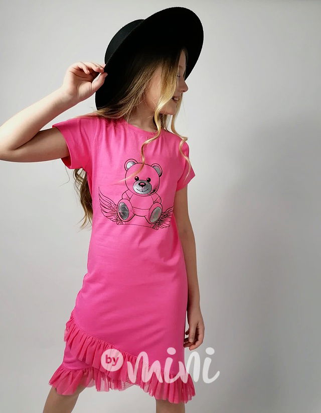 Teddy wings šaty s tylem malina