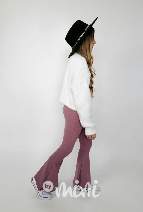 Žebrované bavlněné zvonáče pastel lila