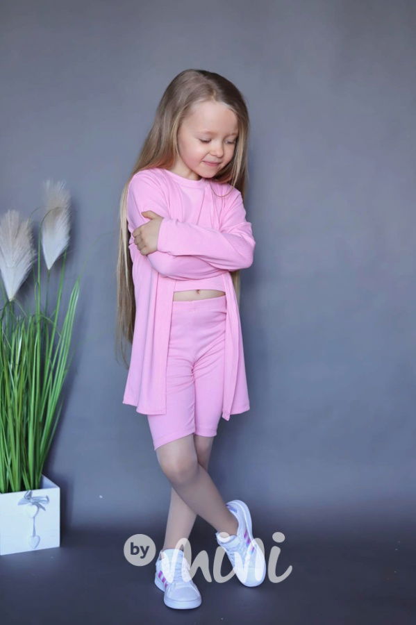 3-dílný summer set s kardiganem pink