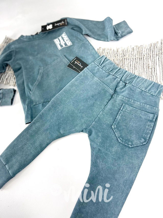 DESPACITO biker tepláky acid wash ocean blue