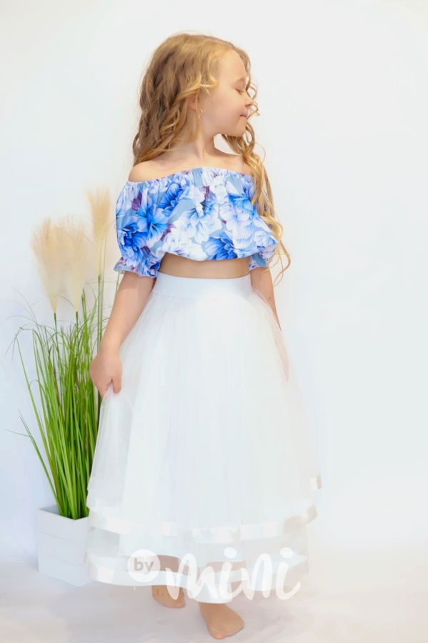 Flower crop top blue