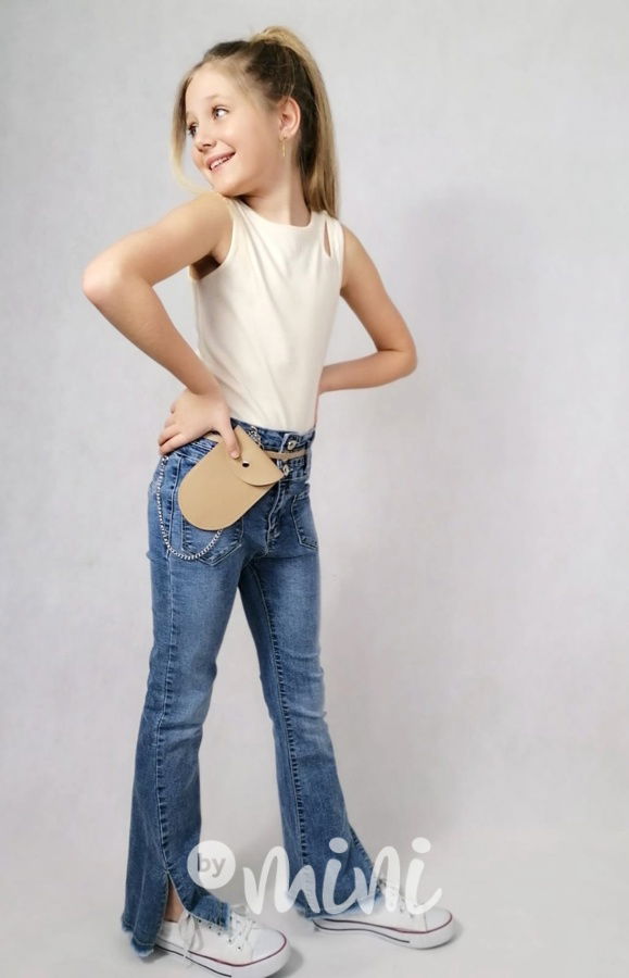 Jeans zvonáče s páskem