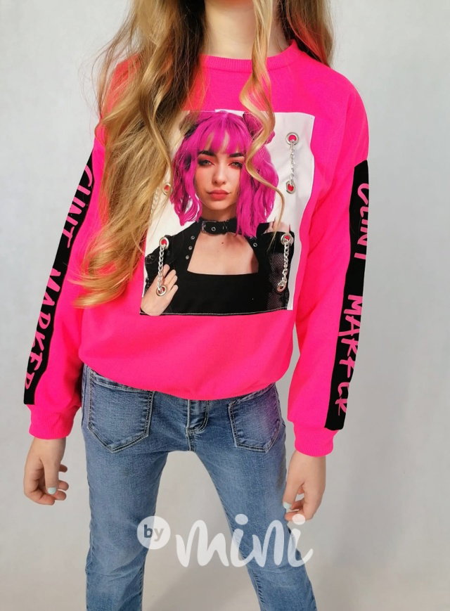 EUFORIA mikina neon růžová