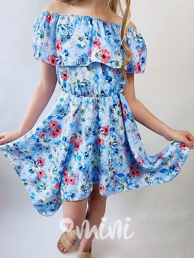 Daisy maxi točivé hispánské šaty blue