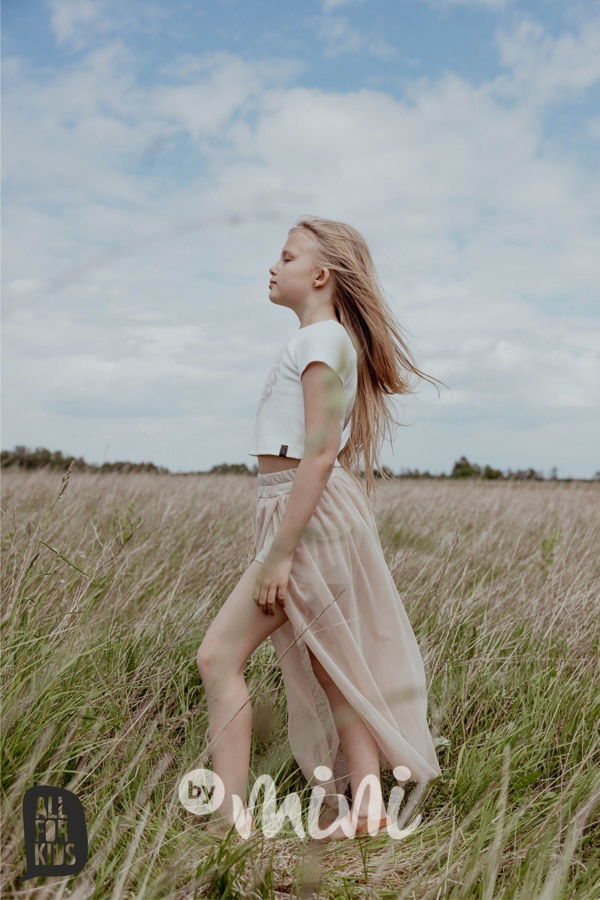 Žebrovaná crop blůzka HEART bílá