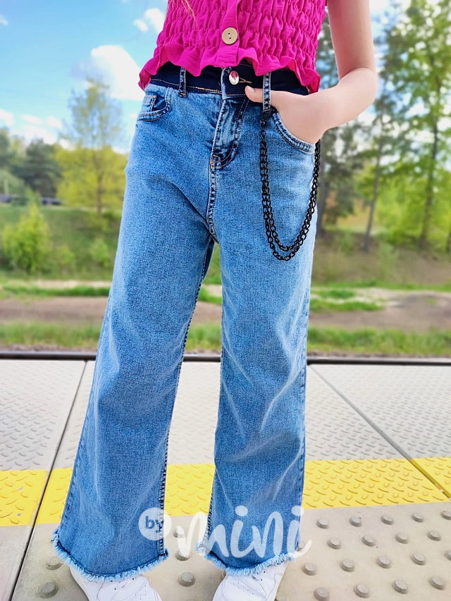 Jeans kalhoty s řetězem