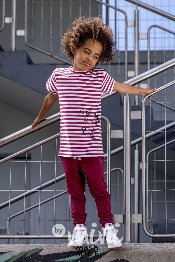 Pruhované triko WOLF white/bordo *MashMnie*