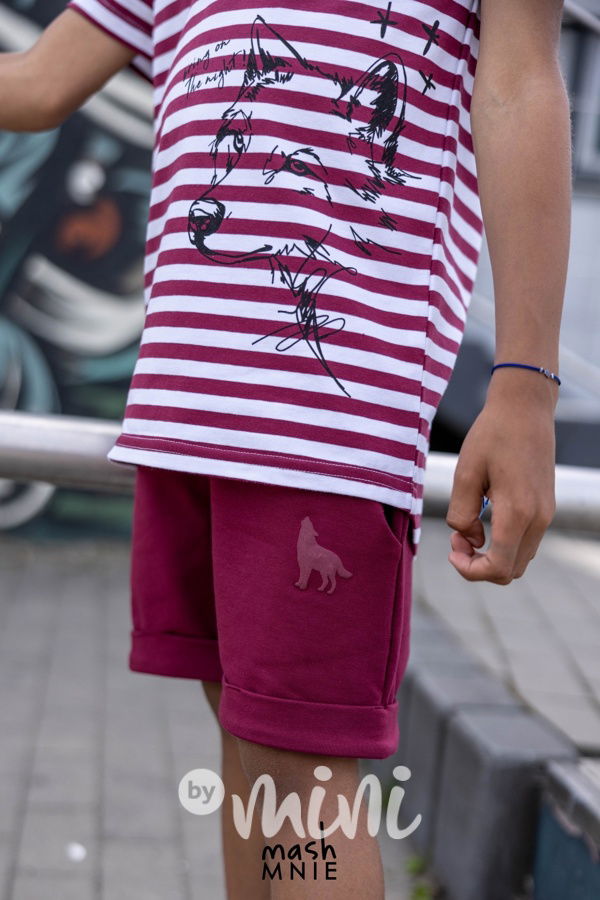 Pruhované triko WOLF white/bordo *MashMnie*