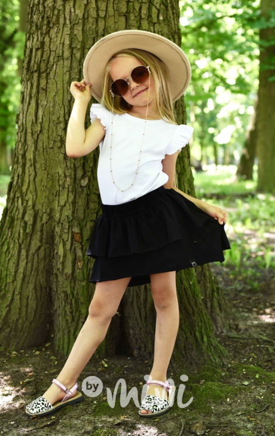 Bavlněná asymetrická frill sukně černá