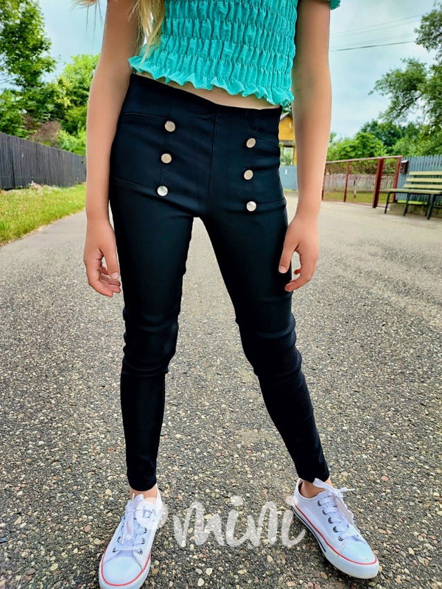 Černé stretch kalhoty s knoflíky