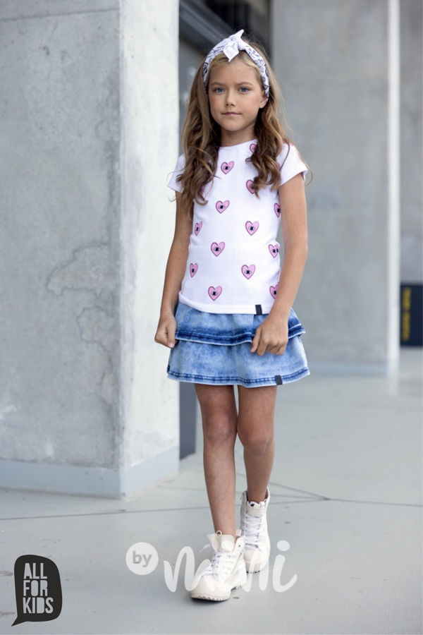 AFK žebrované triko srdíčka white