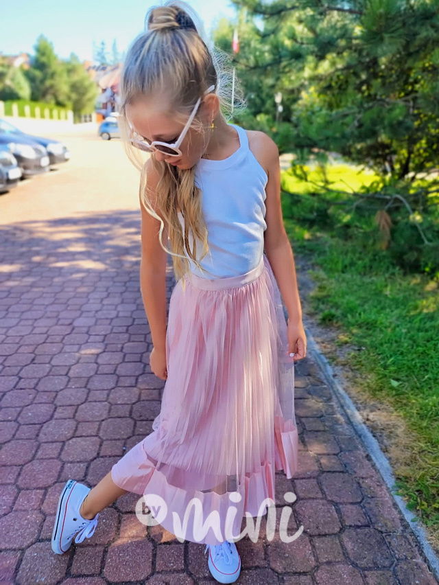 Plisovaná midi sukně růžová