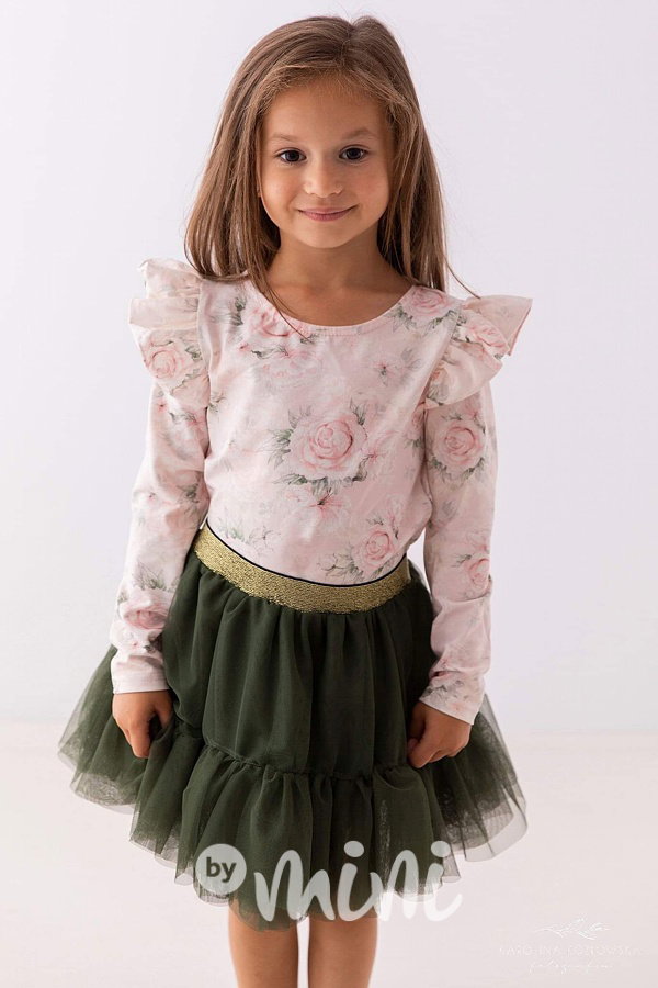 Romantic rose longsleeve blůzka s řasením Lily Grey