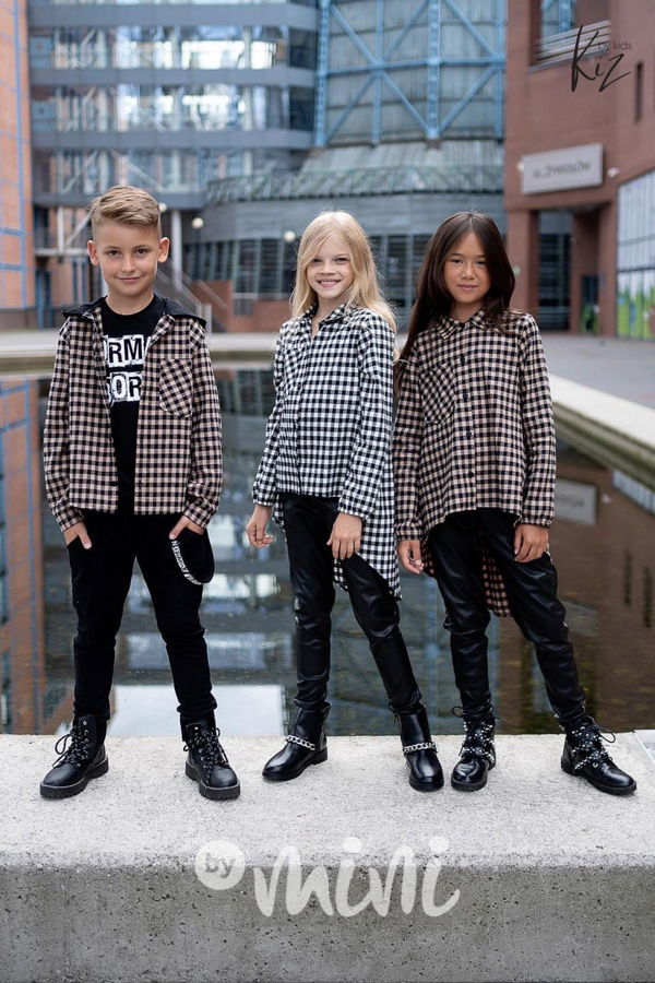 Kiz Premium karo košilová tunika black/beige