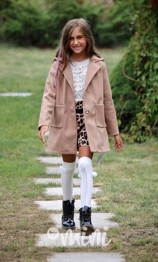 Flaušový sporty kabát beige