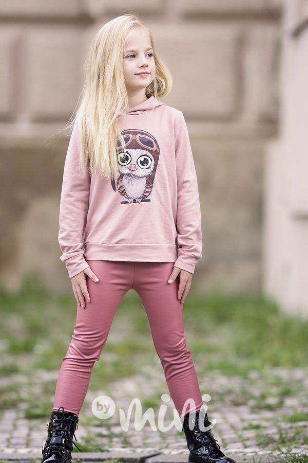 Eco leather thermo legíny pudrové